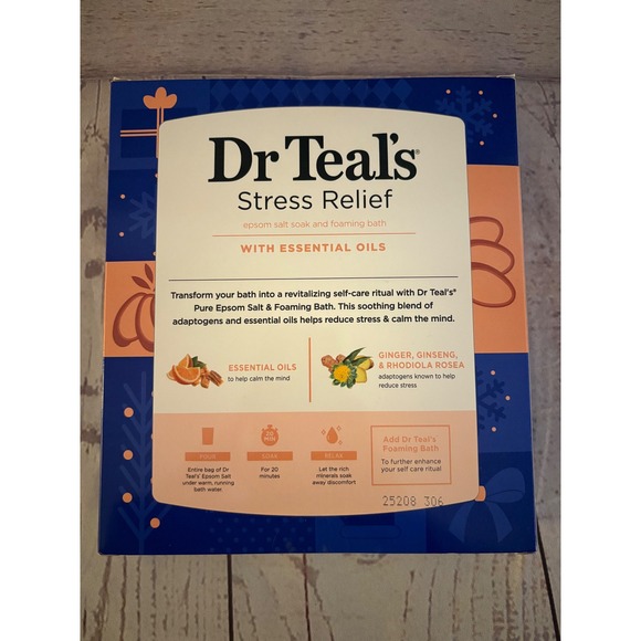 Dr Teal's Stress Relief Epsom Salt Soak Foaming Bath Ginger & Ginseng NIB - Picture 2 of 2